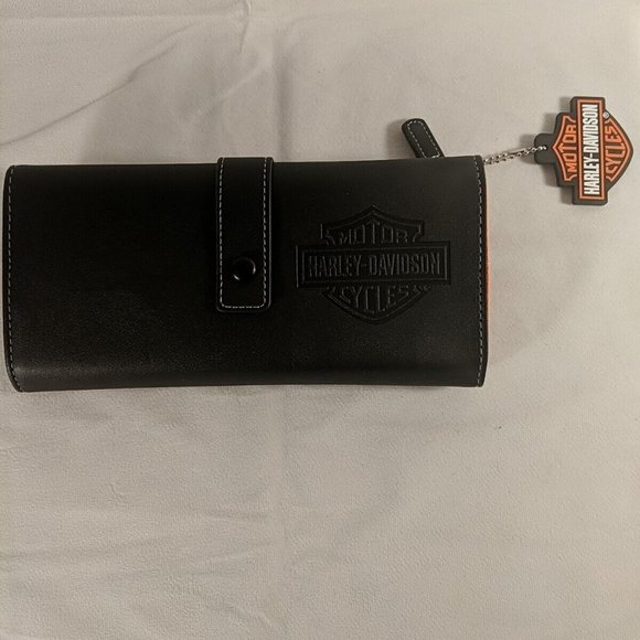 Harley-Davidson Embossed Bar and Shield Tri-fold Organizer Wallet Travel Tech - Picture 2 of 12